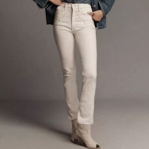 Mother The Buckle Bunny Rider High Rise Straight Ankle‎ Denim Jean Cream 27